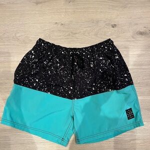 team ltd.  Black and Teal Swim Trunks